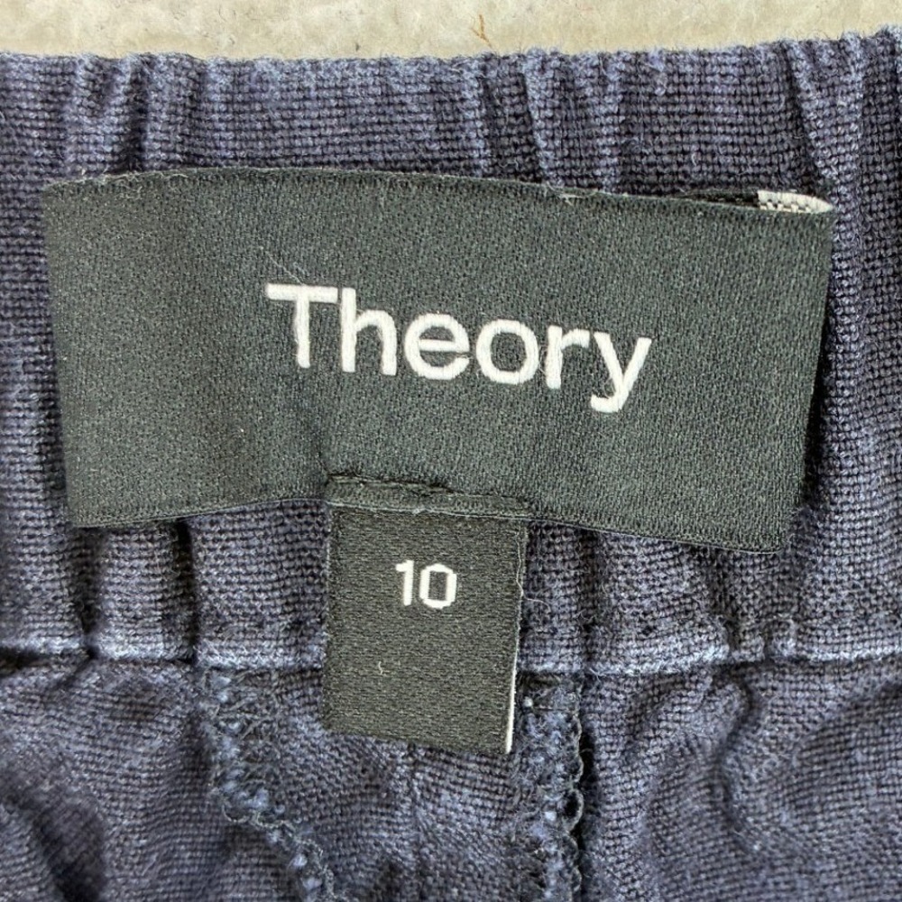 Theory Linen Shorts Pull On Women's 10 Navy Yellow Casual Summer Lot 2 Flaw - Picture 6 of 16